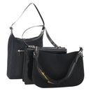GUCCI GG Canvas Shoulder Bag Nylon Leather 3 Set Black Auth fm5310-1