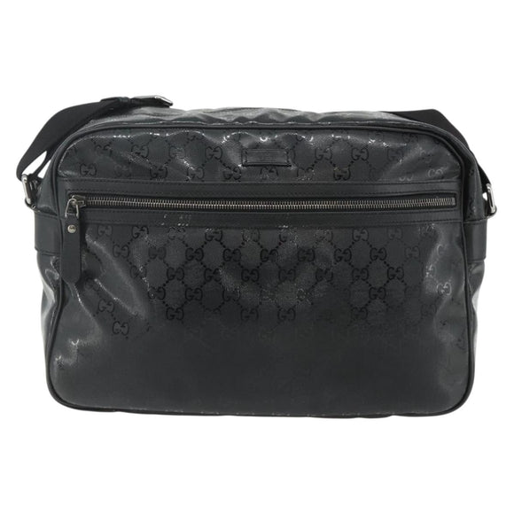 GUCCI GG implementation Shoulder Bag PVC Black Silver 211107 Auth fm5312A