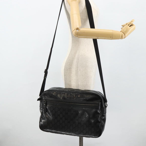 GUCCI GG implementation Shoulder Bag PVC Black Silver 211107 Auth fm5312A