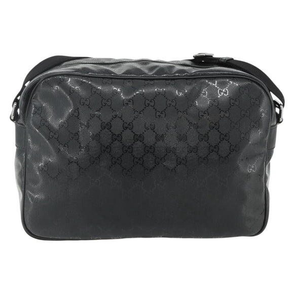 GUCCI GG implementation Shoulder Bag PVC Black Silver 211107 Auth fm5312A