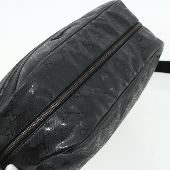 GUCCI GG implementation Shoulder Bag PVC Black Silver 211107 Auth fm5312A