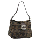 FENDI Zucca Canvas Mamma Baguette Bag Black Brown 222826426 Auth fm5313A-1