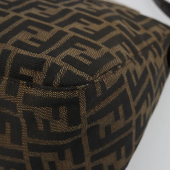 FENDI Zucca Canvas Mamma Baguette Bag Black Brown 222826426 Auth fm5313A