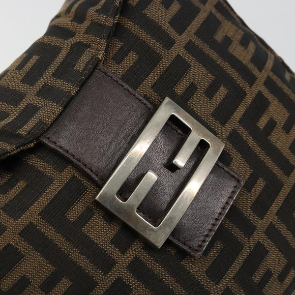 FENDI Zucca Canvas Mamma Baguette Bag Black Brown 222826426 Auth fm5313A