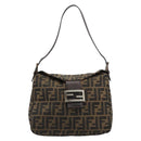 FENDI Zucca Canvas Mamma Baguette Bag Black Brown 222826426 Auth fm5313A-13