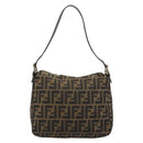 FENDI Zucca Canvas Mamma Baguette Bag Black Brown 222826426 Auth fm5313A-2