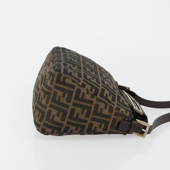 FENDI Zucca Canvas Mamma Baguette Bag Black Brown 222826426 Auth fm5313A