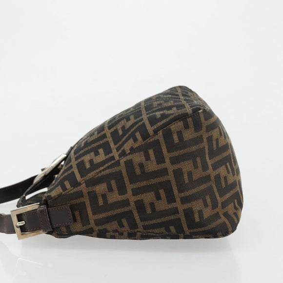 FENDI Zucca Canvas Mamma Baguette Bag Black Brown 222826426 Auth fm5313A