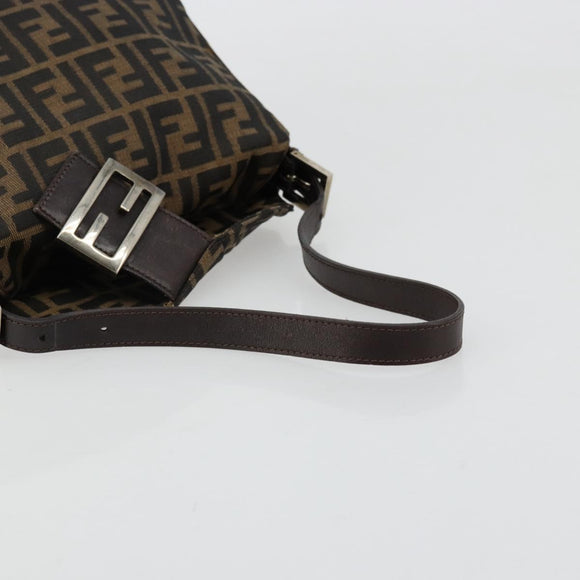FENDI Zucca Canvas Mamma Baguette Bag Black Brown 222826426 Auth fm5313A