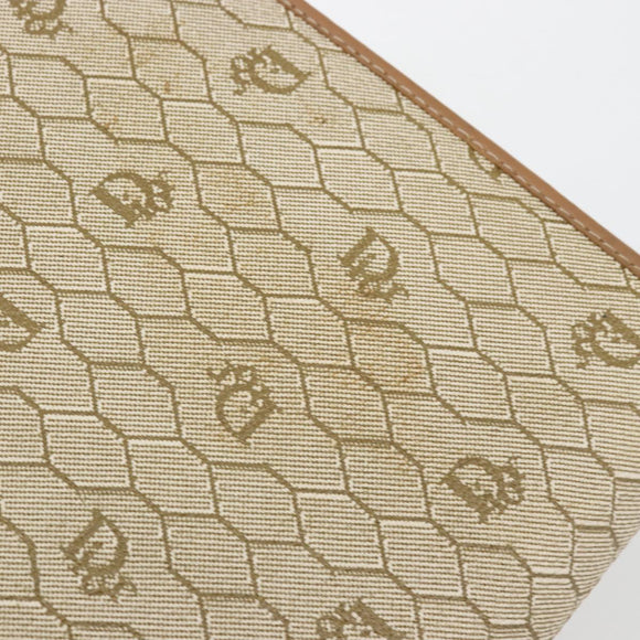 Christian Dior Honeycomb Canvas Bag PVC Beige Gold 000 109 0122 Auth fm5314A