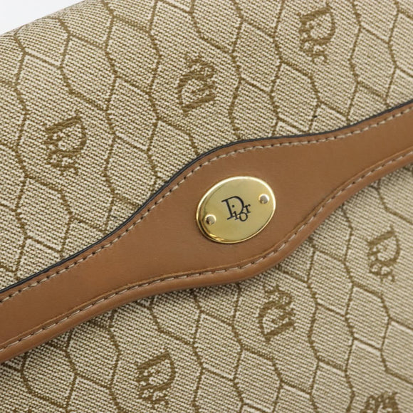 Christian Dior Honeycomb Canvas Bag PVC Beige Gold 000 109 0122 Auth fm5314A