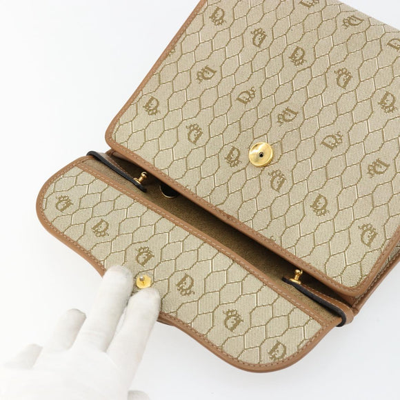 Christian Dior Honeycomb Canvas Bag PVC Beige Gold 000 109 0122 Auth fm5314A