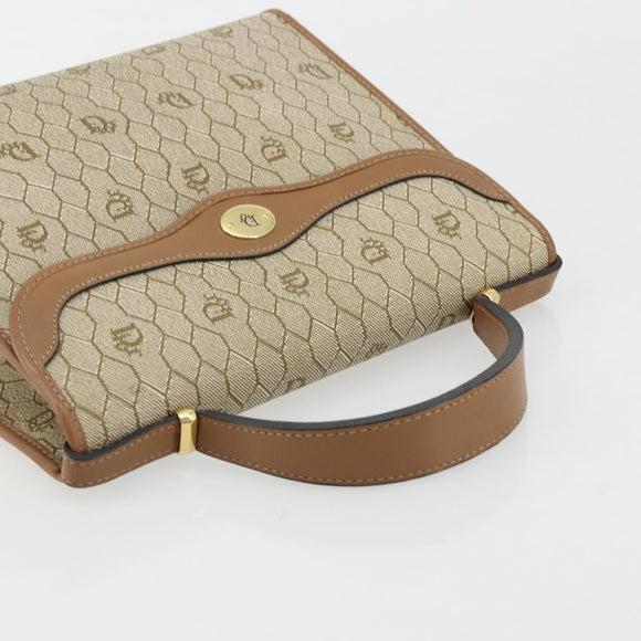 Christian Dior Honeycomb Canvas Bag PVC Beige Gold 000 109 0122 Auth fm5314A