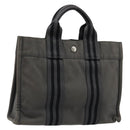 HERMES Fourre ToutPM Hand Bag Cotton Gray Silver Auth fm5317-1