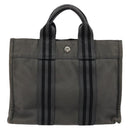 HERMES Fourre ToutPM Hand Bag Cotton Gray Silver Auth fm5317-2