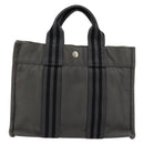 HERMES Fourre ToutPM Hand Bag Cotton Gray Silver Auth fm5317-3
