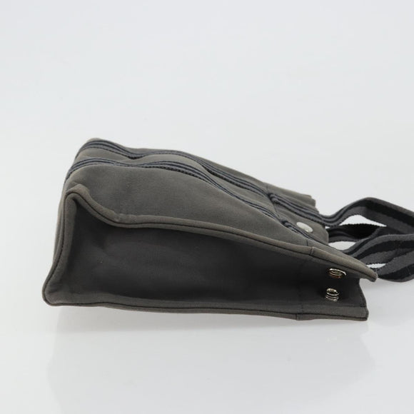 HERMES Fourre ToutPM Hand Bag Cotton Gray Silver Auth fm5317