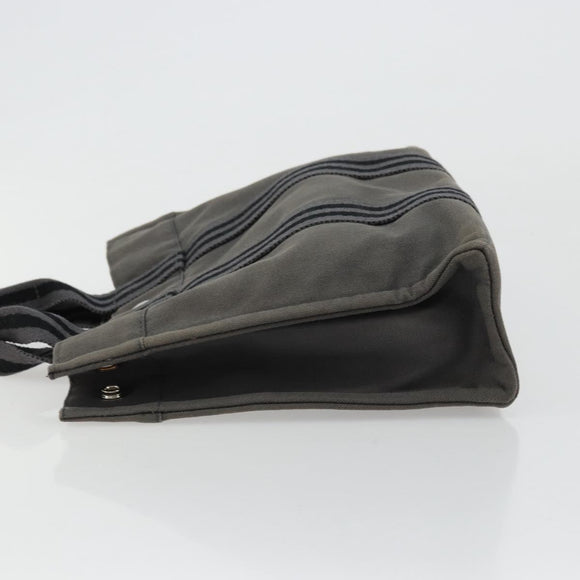 HERMES Fourre ToutPM Hand Bag Cotton Gray Silver Auth fm5317