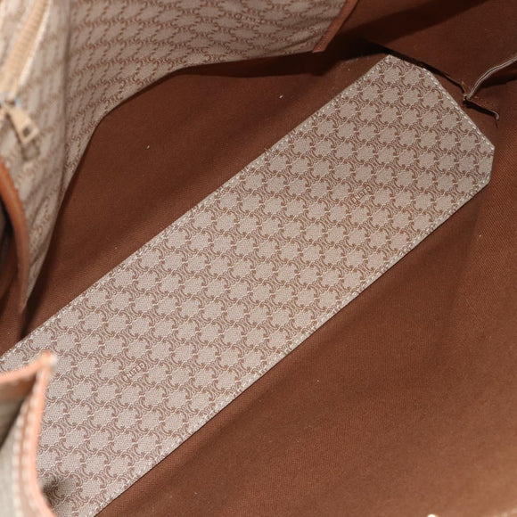 CELINE Macadam Canvas Tote Bag PVC Beige Gold Auth fm5318