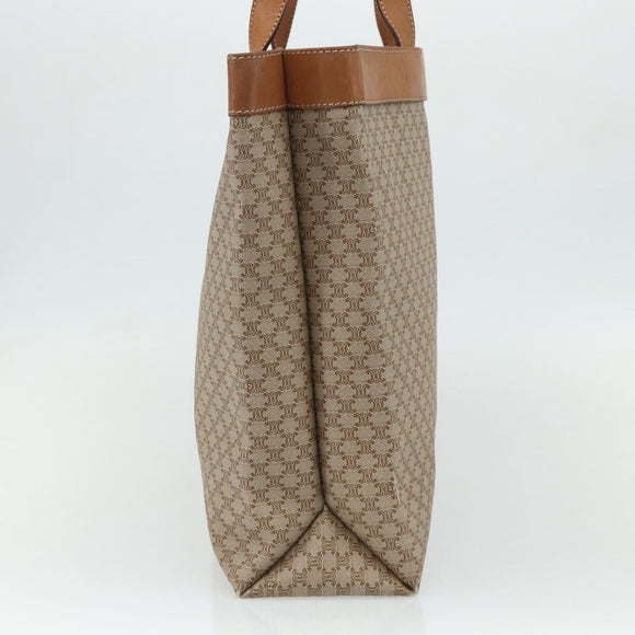 CELINE Macadam Canvas Tote Bag PVC Beige Gold Auth fm5318