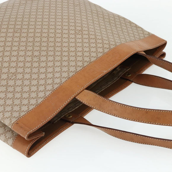 CELINE Macadam Canvas Tote Bag PVC Beige Gold Auth fm5318