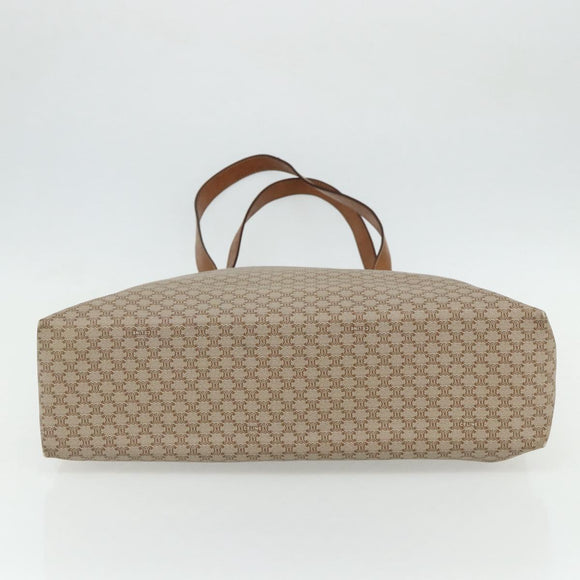 CELINE Macadam Canvas Tote Bag PVC Beige Gold Auth fm5318