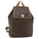 CELINE Macadam Canvas Backpack PVC Leather Brown Gold Auth fm5320-1