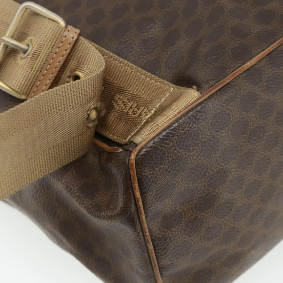 CELINE Macadam Canvas Backpack PVC Leather Brown Gold Auth fm5320