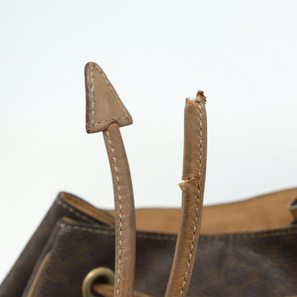 CELINE Macadam Canvas Backpack PVC Leather Brown Gold Auth fm5320