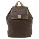 CELINE Macadam Canvas Backpack PVC Leather Brown Gold Auth fm5320-13