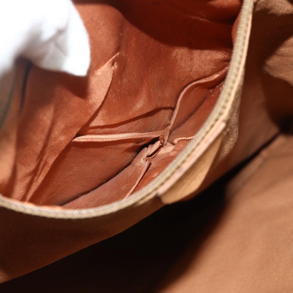CELINE Macadam Canvas Backpack PVC Leather Brown Gold Auth fm5320