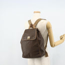 CELINE Macadam Canvas Backpack PVC Leather Brown Gold Auth fm5320-23