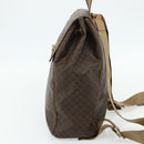 CELINE Macadam Canvas Backpack PVC Leather Brown Gold Auth fm5320-4