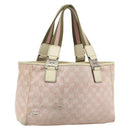 GUCCI GG Canvas Tote Bag Pink Silver 145810 Auth fm5322-1