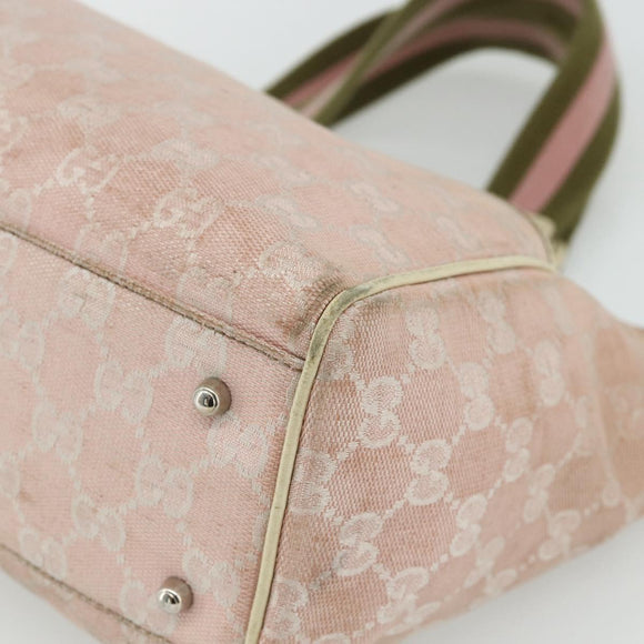 GUCCI GG Canvas Tote Bag Pink Silver 145810 Auth fm5322