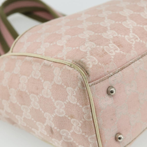 GUCCI GG Canvas Tote Bag Pink Silver 145810 Auth fm5322