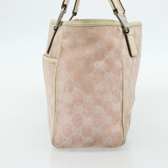 GUCCI GG Canvas Tote Bag Pink Silver 145810 Auth fm5322