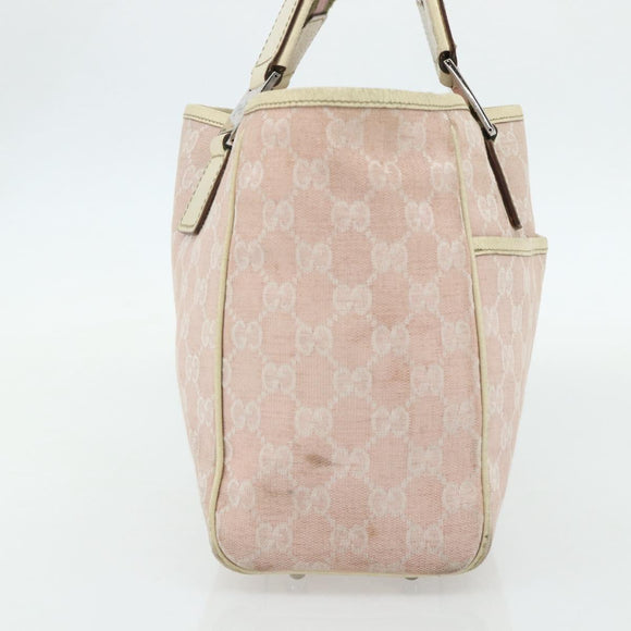 GUCCI GG Canvas Tote Bag Pink Silver 145810 Auth fm5322