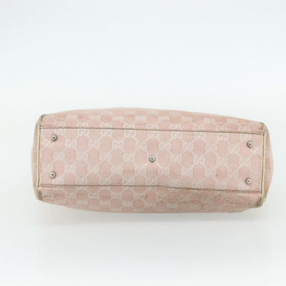 GUCCI GG Canvas Tote Bag Pink Silver 145810 Auth fm5322