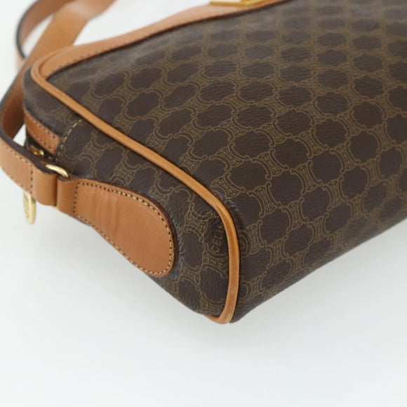 CELINE Macadam Canvas Shoulder Bag PVC Leather Brown Gold Auth fm5323