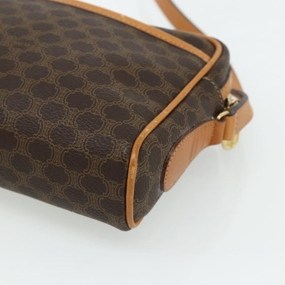 CELINE Macadam Canvas Shoulder Bag PVC Leather Brown Gold Auth fm5323
