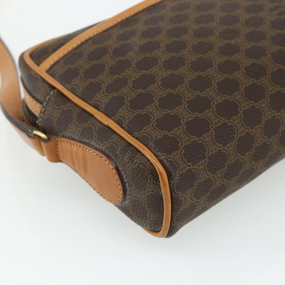 CELINE Macadam Canvas Shoulder Bag PVC Leather Brown Gold Auth fm5323