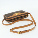 CELINE Macadam Canvas Shoulder Bag PVC Leather Brown Gold Auth fm5323-7