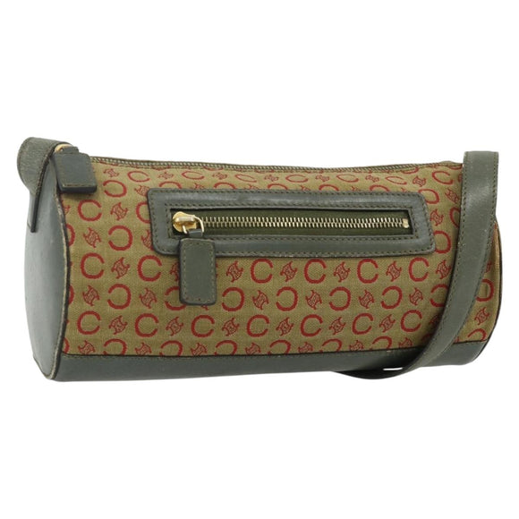 CELINE C Macadam Canvas Shoulder Bag Beige Gold Auth fm5324