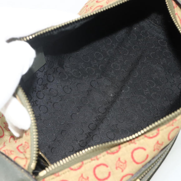 CELINE C Macadam Canvas Shoulder Bag Beige Gold Auth fm5324