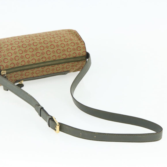 CELINE C Macadam Canvas Shoulder Bag Beige Gold Auth fm5324