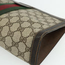 GUCCI GG Supreme Web Sherry Line Clutch Bag PVC Beige 37 014 2125 Auth fm5326-10