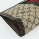 GUCCI GG Supreme Web Sherry Line Clutch Bag PVC Beige 37 014 2125 Auth fm5326-11