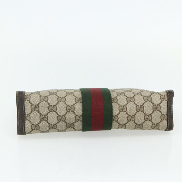 GUCCI GG Supreme Web Sherry Line Clutch Bag PVC Beige 37 014 2125 Auth fm5326