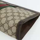 GUCCI GG Supreme Web Sherry Line Clutch Bag PVC Beige 37 014 2125 Auth fm5326-8